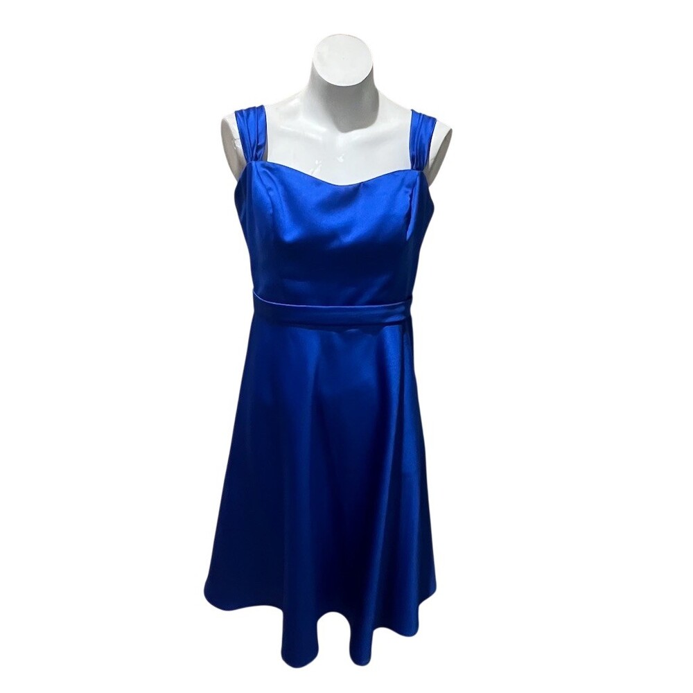 David's Bridal Dress Womens Size 12 Cobalt Blue A-Line Knee Length